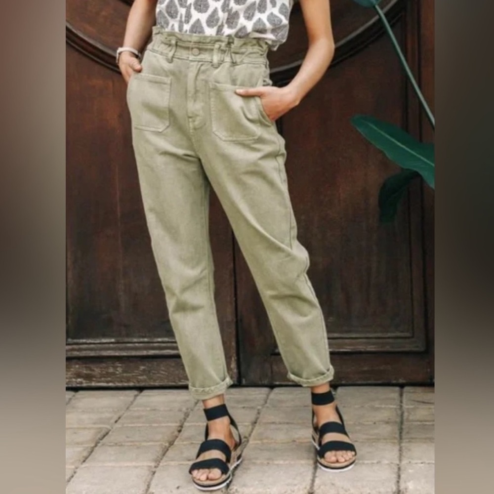 NWT Bohme Paperbag Relaxed Crop Denim Jeans Mauve